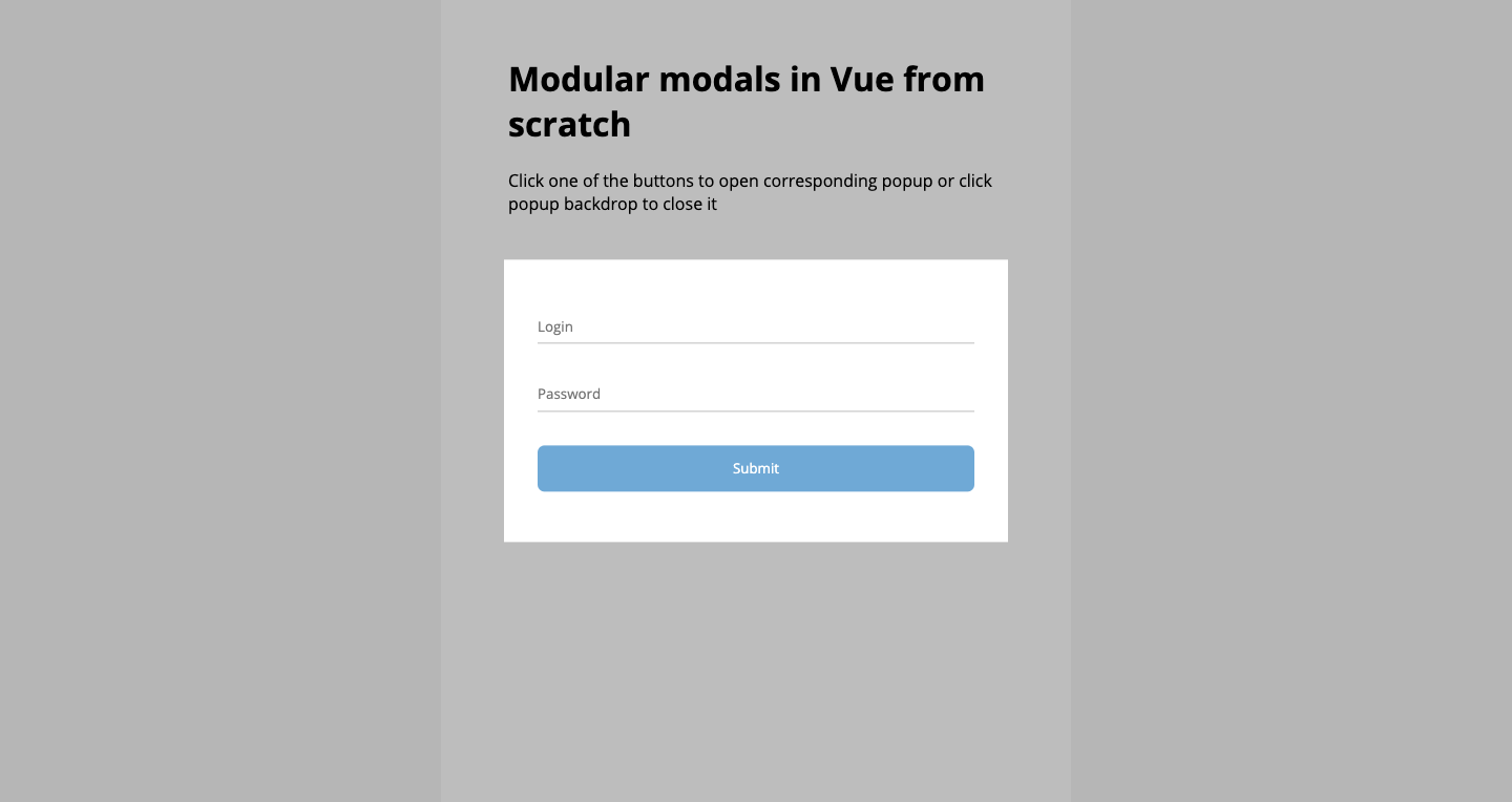 Opened modal